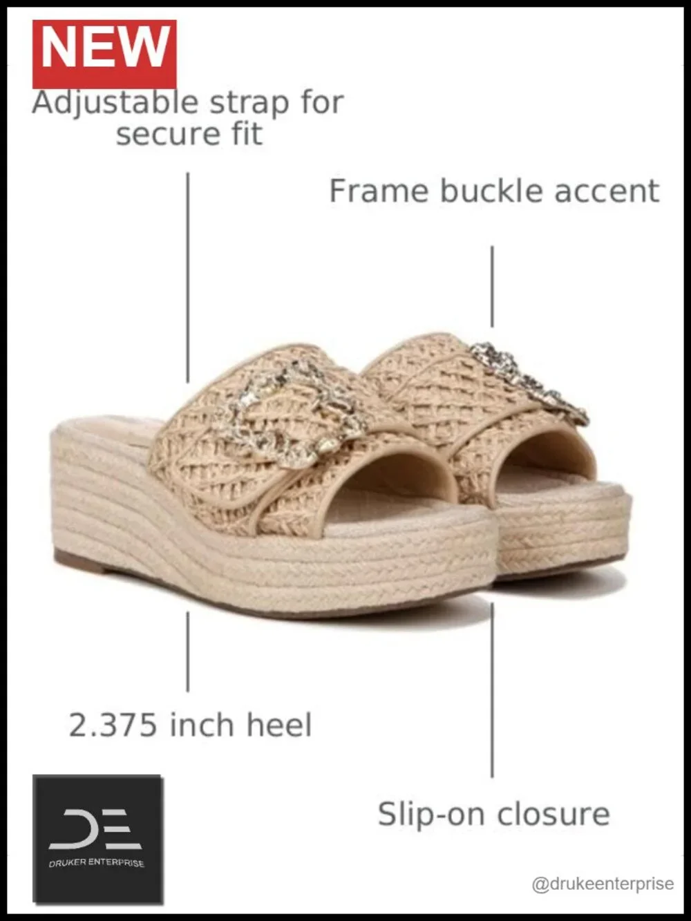 Sam Edelman Celia Wedge Sandals Lattice Straps Slip-On